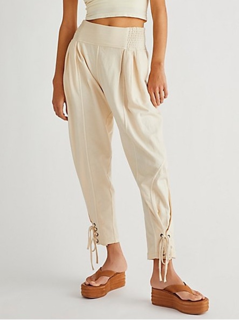 Free People One Billie Balloon Pant Jogger Cotton Relaxed L Cream